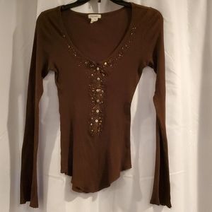 Brown small shirt long sleeved